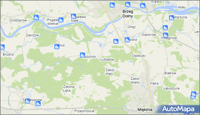 mapa Lubiatów gmina Miękinia, Lubiatów gmina Miękinia na mapie Targeo