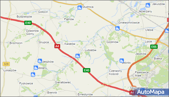 mapa Lubiatów gmina Złotoryja, Lubiatów gmina Złotoryja na mapie Targeo