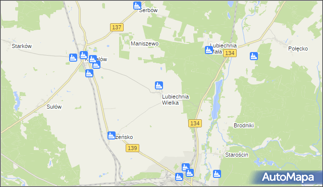 mapa Lubiechnia Wielka, Lubiechnia Wielka na mapie Targeo