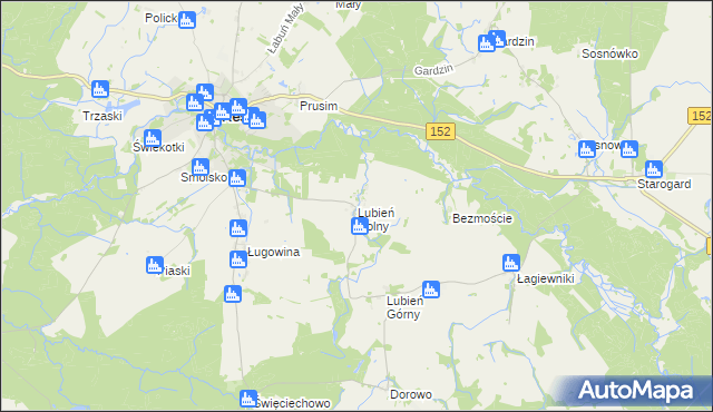 mapa Lubień Dolny, Lubień Dolny na mapie Targeo