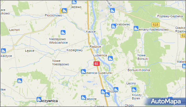 mapa Łubienica, Łubienica na mapie Targeo