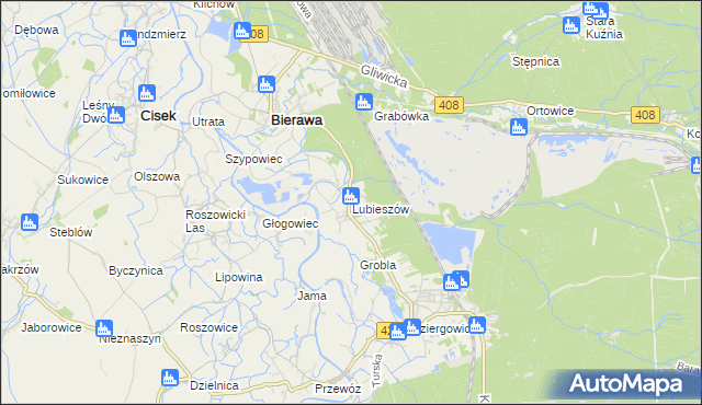 mapa Lubieszów gmina Bierawa, Lubieszów gmina Bierawa na mapie Targeo