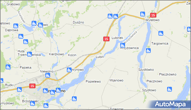 mapa Lubiń gmina Trzemeszno, Lubiń gmina Trzemeszno na mapie Targeo