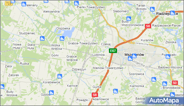 mapa Lublinów, Lublinów na mapie Targeo