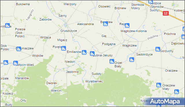 mapa Łubna-Jakusy, Łubna-Jakusy na mapie Targeo