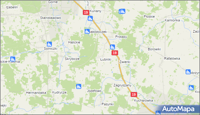 mapa Łubniki, Łubniki na mapie Targeo