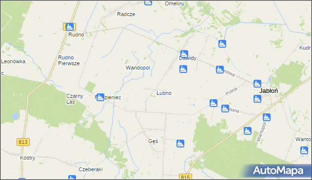 mapa Łubno gmina Jabłoń, Łubno gmina Jabłoń na mapie Targeo