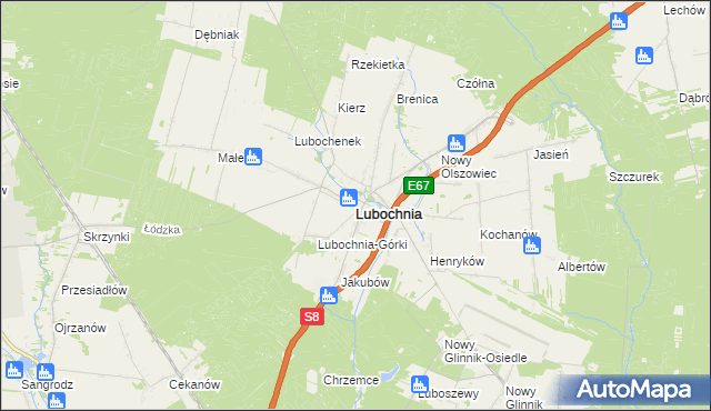 mapa Lubochnia powiat tomaszowski, Lubochnia powiat tomaszowski na mapie Targeo