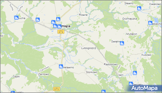 mapa Lubogoszcz gmina Grzmiąca, Lubogoszcz gmina Grzmiąca na mapie Targeo