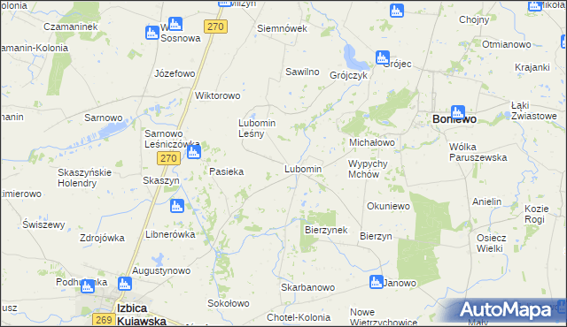 mapa Lubomin gmina Boniewo, Lubomin gmina Boniewo na mapie Targeo