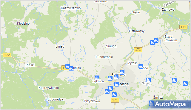 mapa Lubostronie, Lubostronie na mapie Targeo