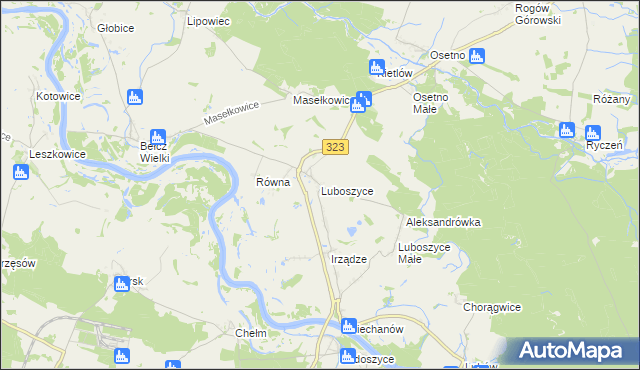 mapa Luboszyce gmina Jemielno, Luboszyce gmina Jemielno na mapie Targeo