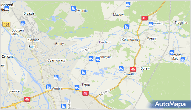 mapa Luboszyce gmina Łubniany, Luboszyce gmina Łubniany na mapie Targeo