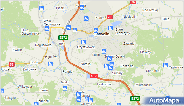 mapa Lucin gmina Garwolin, Lucin gmina Garwolin na mapie Targeo