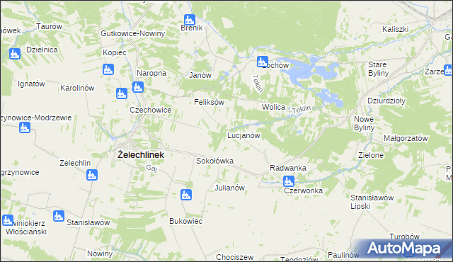 mapa Lucjanów gmina Żelechlinek, Lucjanów gmina Żelechlinek na mapie Targeo