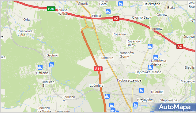 mapa Lućmierz-Ośrodek, Lućmierz-Ośrodek na mapie Targeo