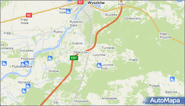 mapa Lucynów gmina Wyszków, Lucynów gmina Wyszków na mapie Targeo