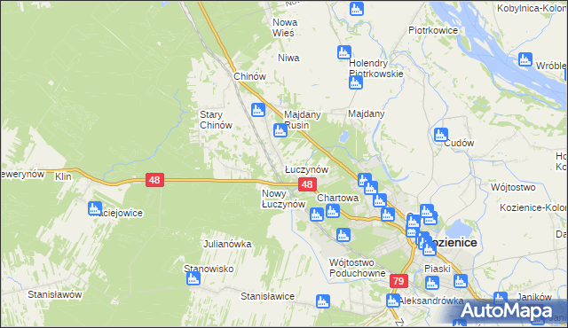 mapa Łuczynów gmina Kozienice, Łuczynów gmina Kozienice na mapie Targeo