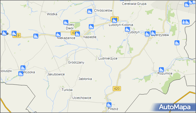 mapa Ludmierzyce, Ludmierzyce na mapie Targeo