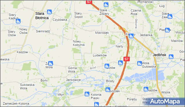 mapa Ludwików gmina Jedlińsk, Ludwików gmina Jedlińsk na mapie Targeo