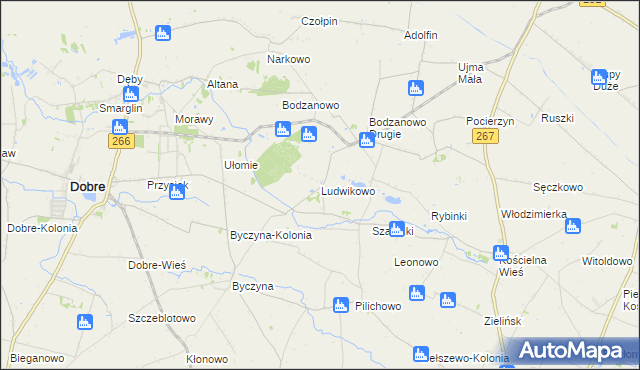 mapa Ludwikowo gmina Dobre, Ludwikowo gmina Dobre na mapie Targeo