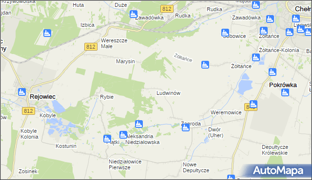 mapa Ludwinów gmina Chełm, Ludwinów gmina Chełm na mapie Targeo