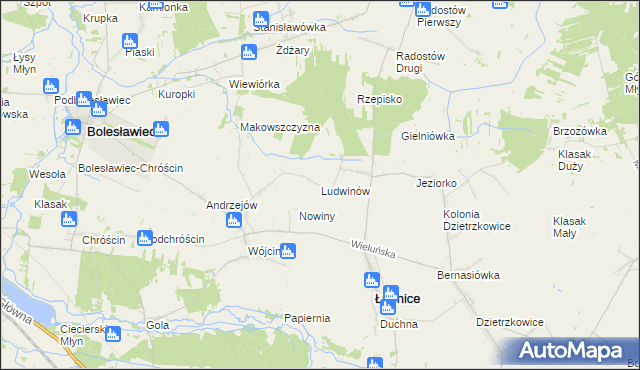 mapa Ludwinów gmina Łubnice, Ludwinów gmina Łubnice na mapie Targeo