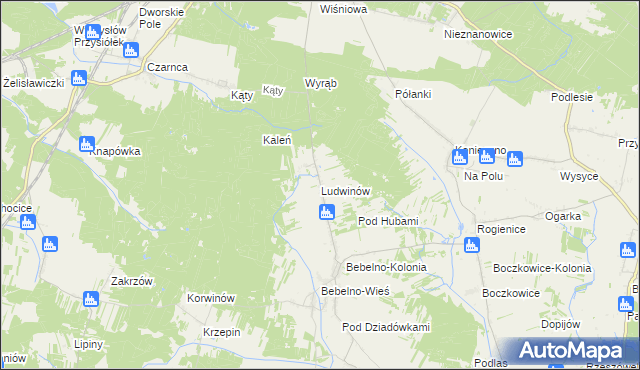 mapa Ludwinów gmina Włoszczowa, Ludwinów gmina Włoszczowa na mapie Targeo