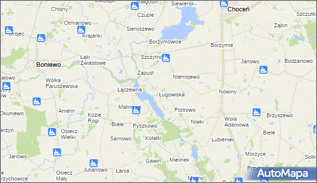 mapa Ługowiska, Ługowiska na mapie Targeo