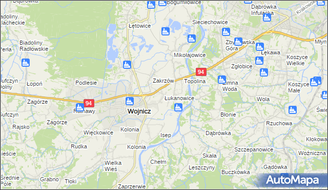 mapa Łukanowice, Łukanowice na mapie Targeo