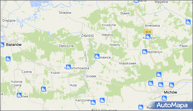 mapa Łukawica gmina Baranów, Łukawica gmina Baranów na mapie Targeo