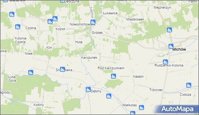 mapa Łukawka gmina Baranów, Łukawka gmina Baranów na mapie Targeo