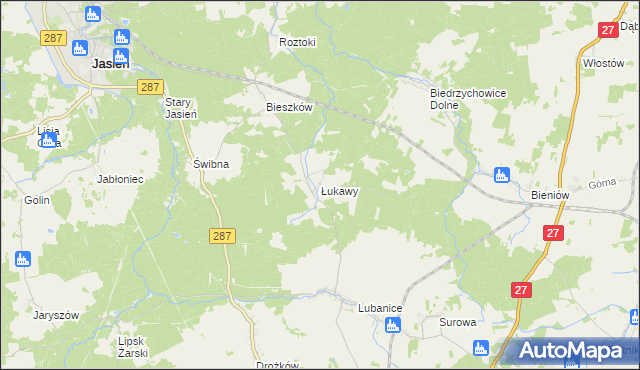 mapa Łukawy, Łukawy na mapie Targeo