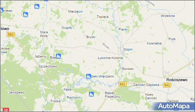 mapa Łukomie-Kolonia, Łukomie-Kolonia na mapie Targeo