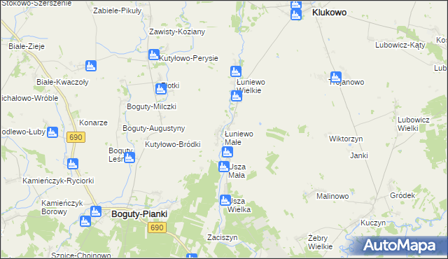 mapa Łuniewo Małe, Łuniewo Małe na mapie Targeo