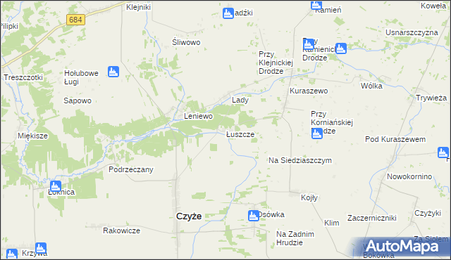 mapa Łuszcze, Łuszcze na mapie Targeo