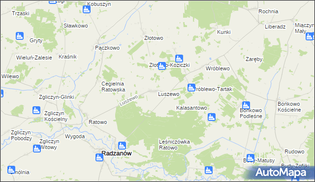 mapa Luszewo gmina Radzanów, Luszewo gmina Radzanów na mapie Targeo