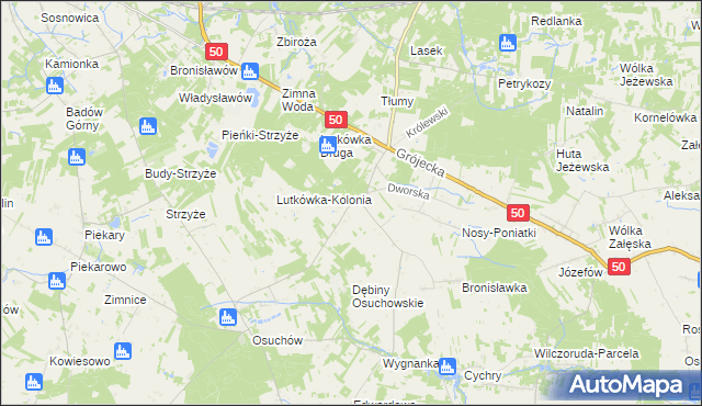 mapa Lutkówka gmina Mszczonów, Lutkówka gmina Mszczonów na mapie Targeo