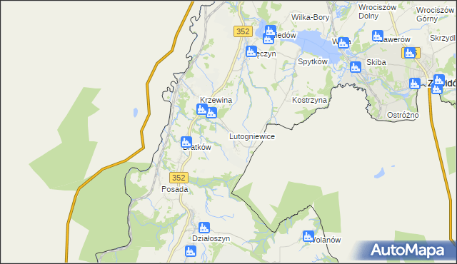 mapa Lutogniewice, Lutogniewice na mapie Targeo