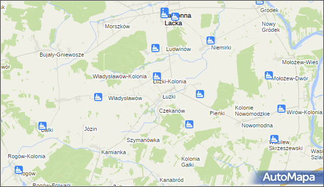 mapa Łuzki gmina Jabłonna Lacka, Łuzki gmina Jabłonna Lacka na mapie Targeo