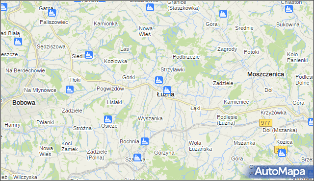 mapa Łużna, Łużna na mapie Targeo