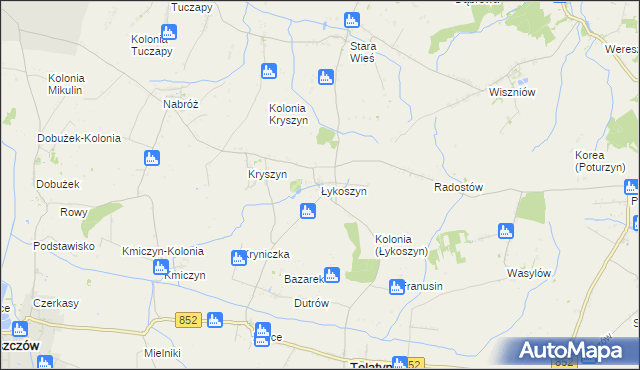 mapa Łykoszyn, Łykoszyn na mapie Targeo