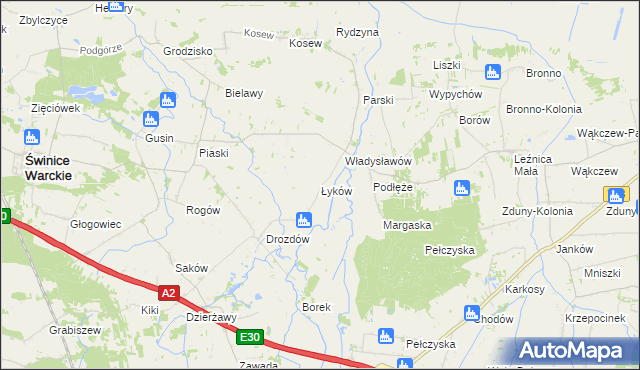 mapa Łyków, Łyków na mapie Targeo