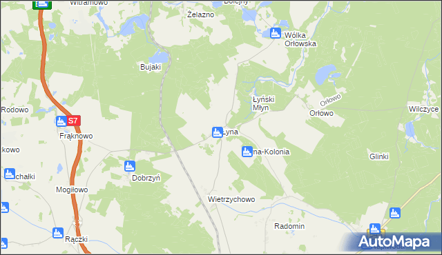 mapa Łyna, Łyna na mapie Targeo