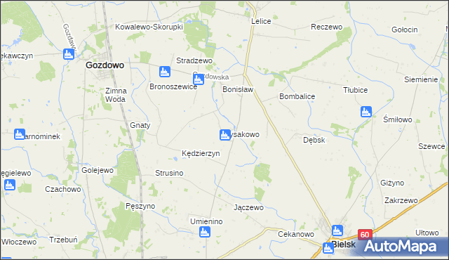 mapa Łysakowo gmina Gozdowo, Łysakowo gmina Gozdowo na mapie Targeo