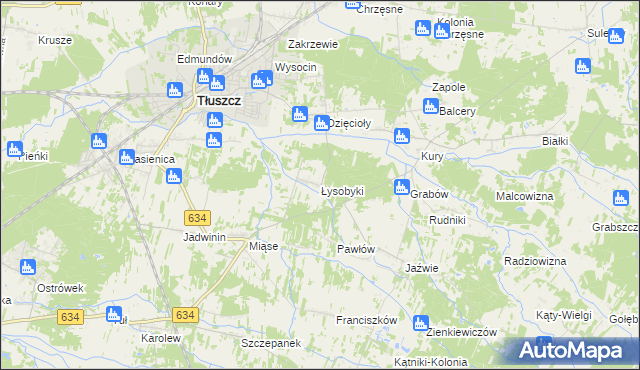 mapa Łysobyki, Łysobyki na mapie Targeo