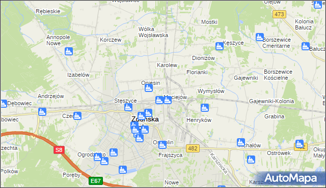 mapa Maciejów gmina Zduńska Wola, Maciejów gmina Zduńska Wola na mapie Targeo