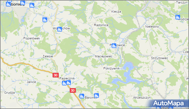 mapa Maciejowiec, Maciejowiec na mapie Targeo