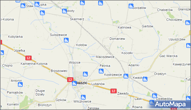 mapa Maciszewice, Maciszewice na mapie Targeo