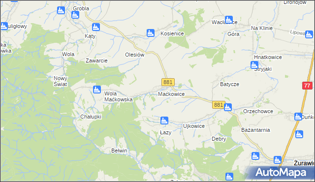 mapa Maćkowice, Maćkowice na mapie Targeo